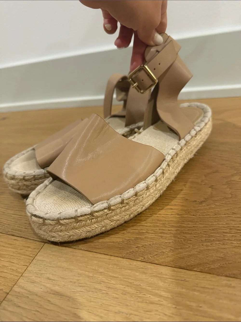 Women’s Nude Espadrille Platform Sandals with Ankle Strap